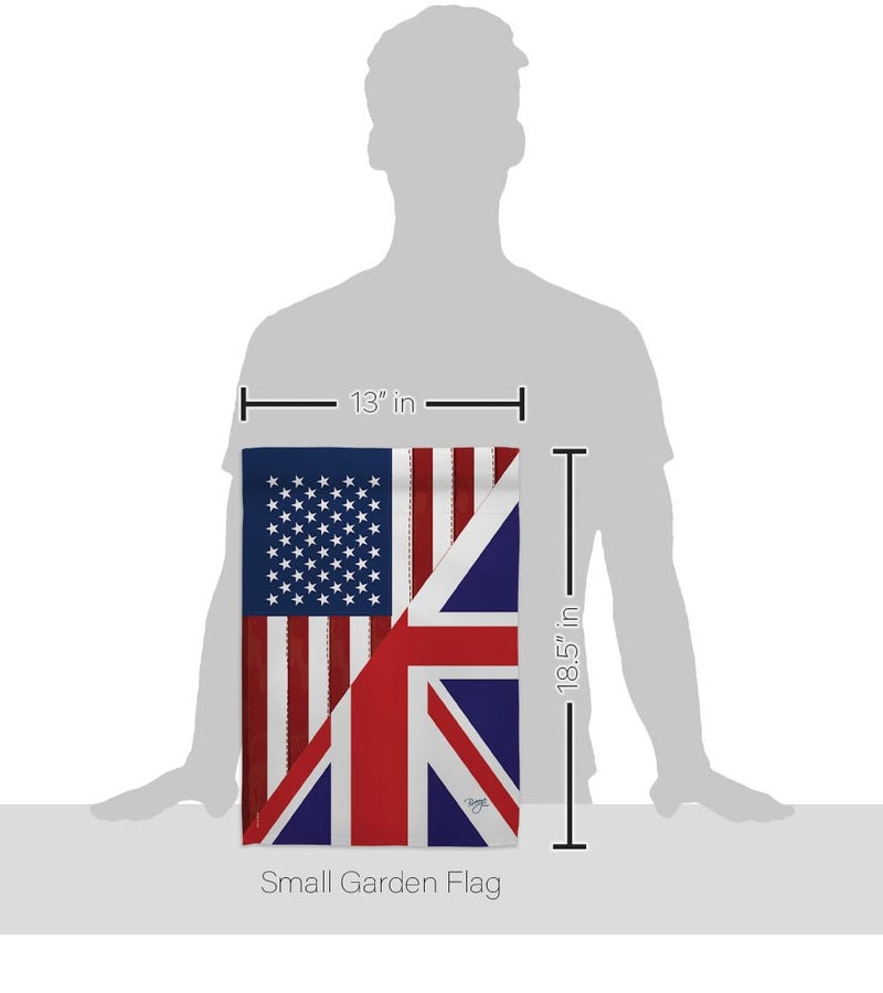 Breeze Decor - US UK Friendship Flags of the World - Everyday Impressions Decorative Vertical Garden Flag 13" x 18.5" Printed In USA - Image 2